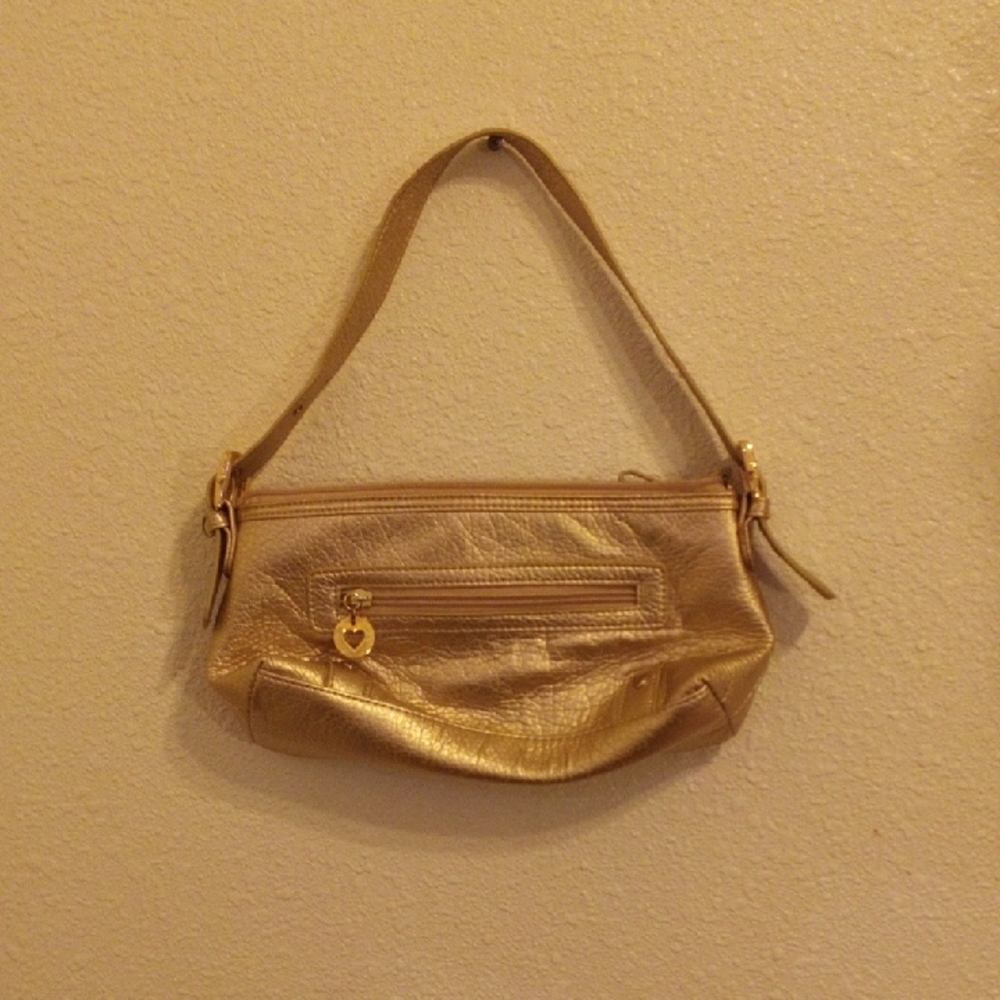 XOXO Gold Textured Shoulder Bag